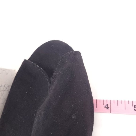 Express Womens Faux Suede Pumps Open Toe Slingback Slim Heel Black 9 - Picture 7 of 10